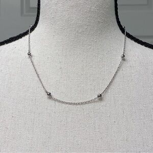 Vintage Sterling Silver Chain Necklace with Round Sterling Beads, 18 in